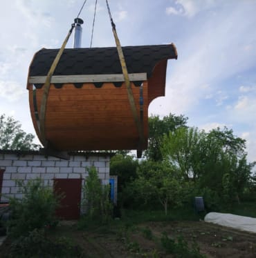 Купить баню бочку № 497 в Электростали по цене от 380687 руб. цена в Электростали от 380 687 руб.